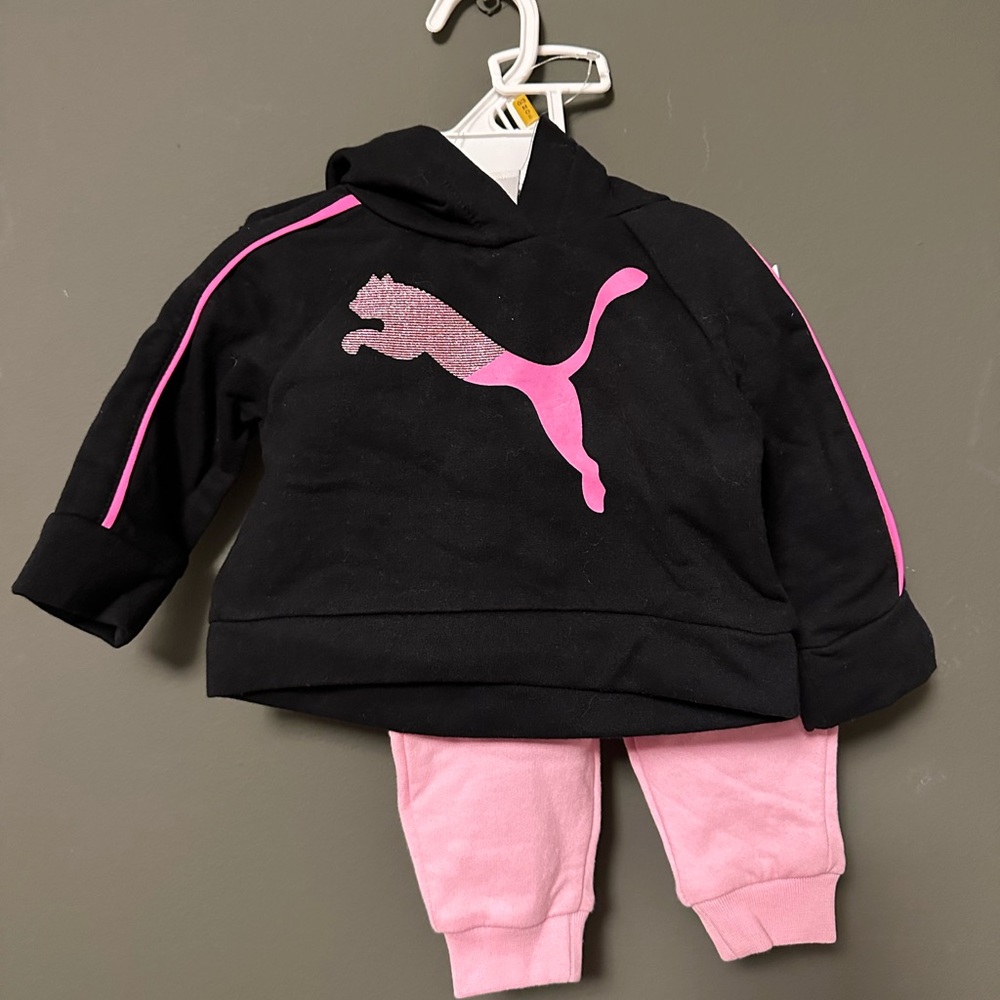 Puma Black and Pink Infant Set Hoody 0-3months